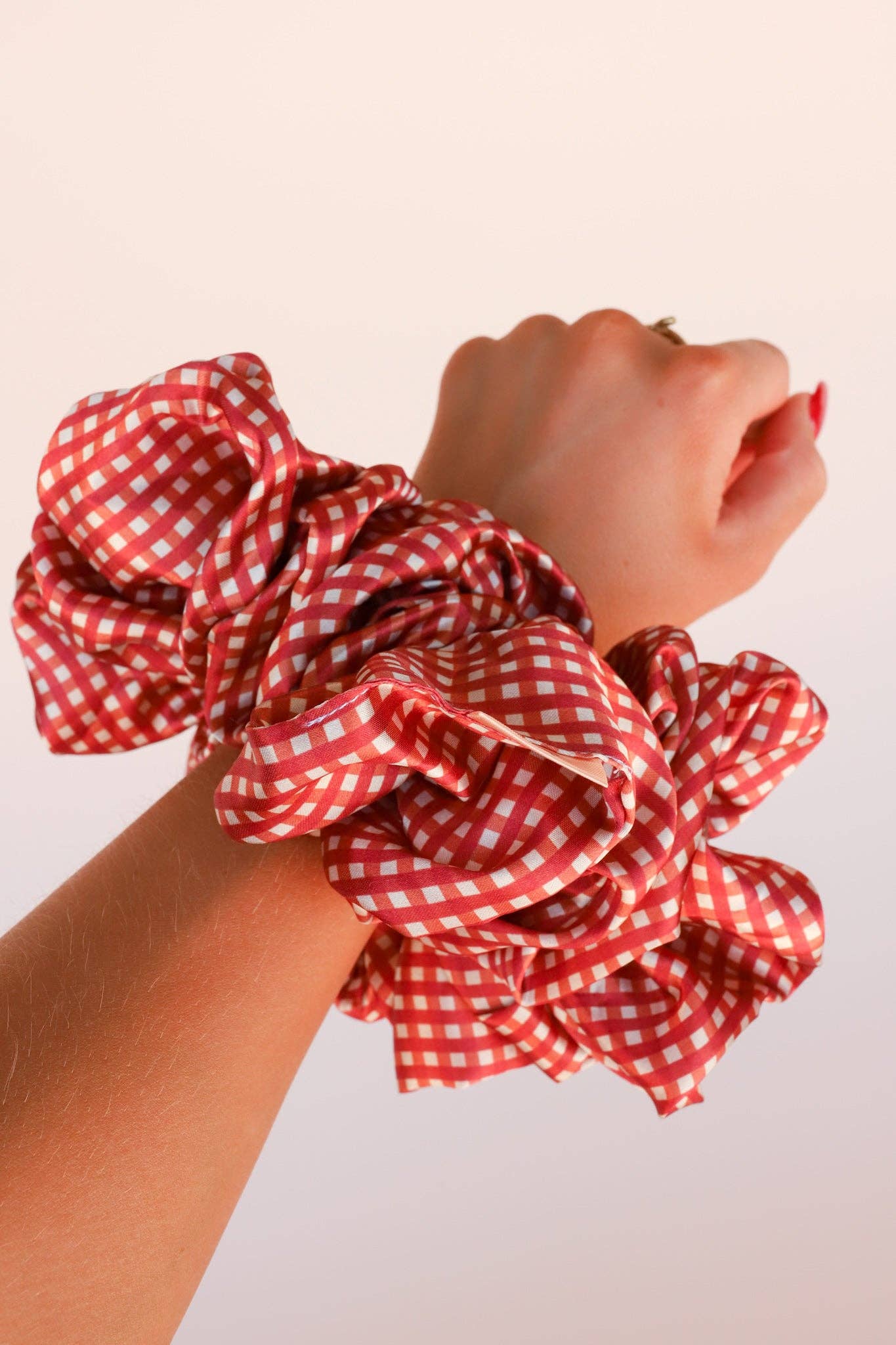 RED GINGHAM JUMBO SCRUNCHIE