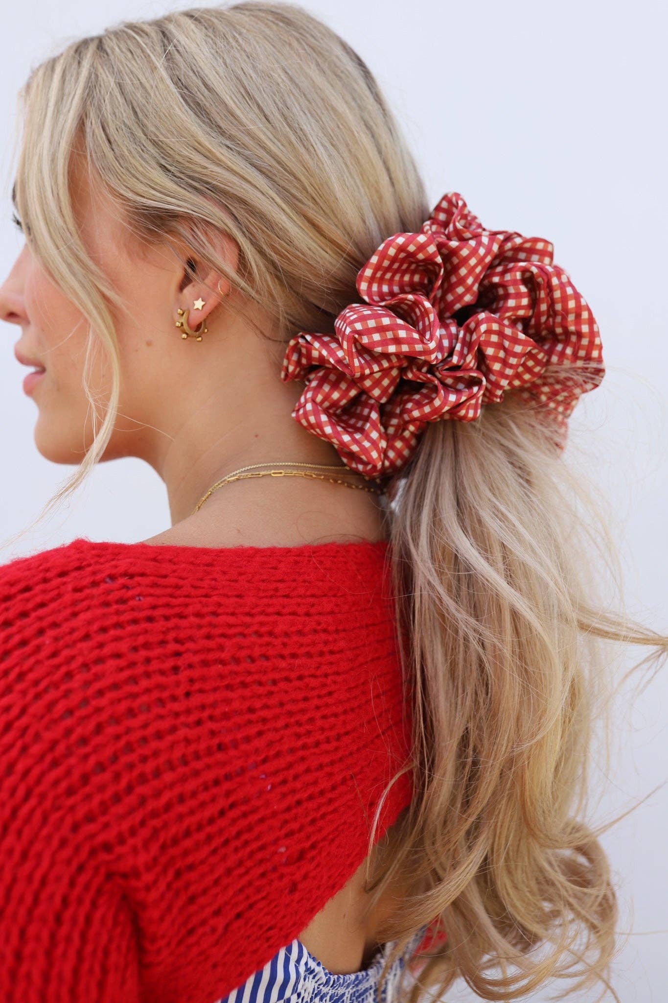 RED GINGHAM JUMBO SCRUNCHIE