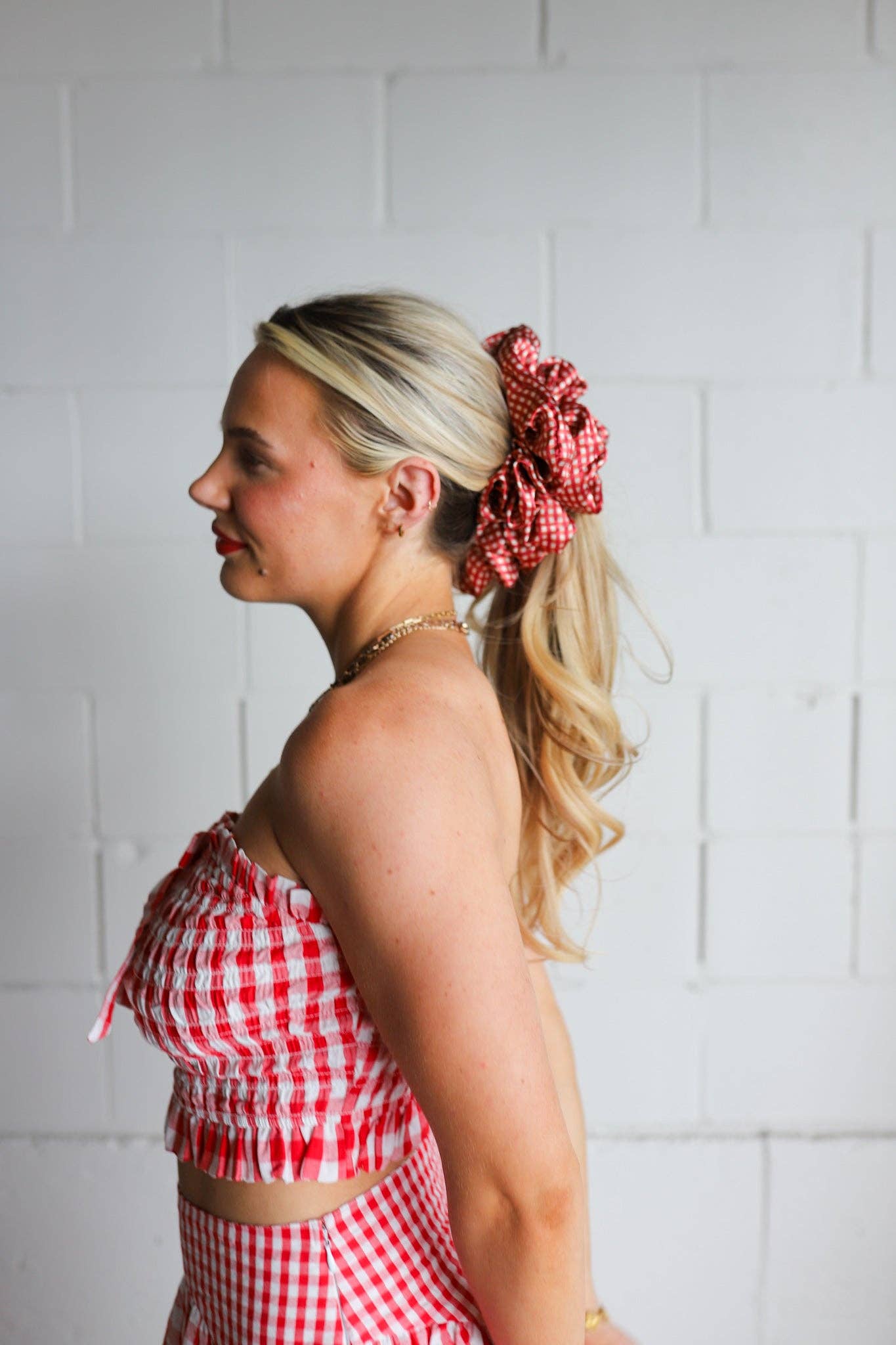 RED GINGHAM JUMBO SCRUNCHIE