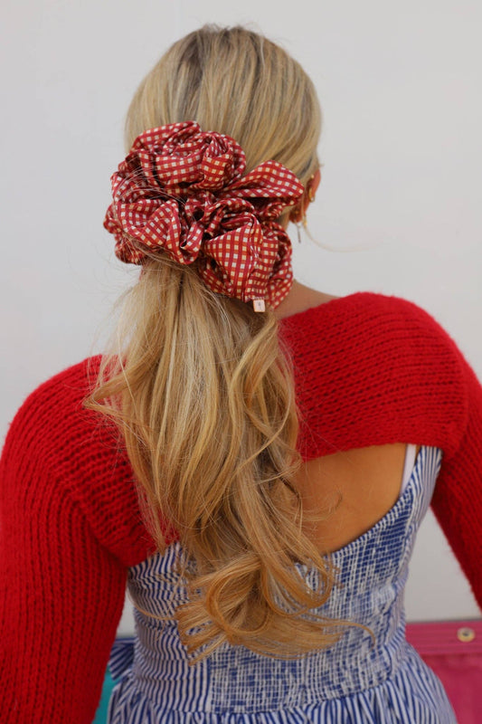 RED GINGHAM JUMBO SCRUNCHIE